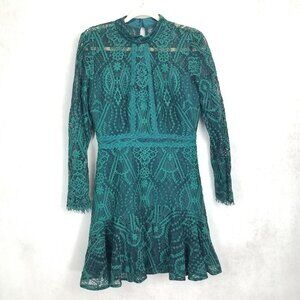 FOREVER NEW Size 6 Long sleeves Laced Fit & Flare Mini Dress High neck